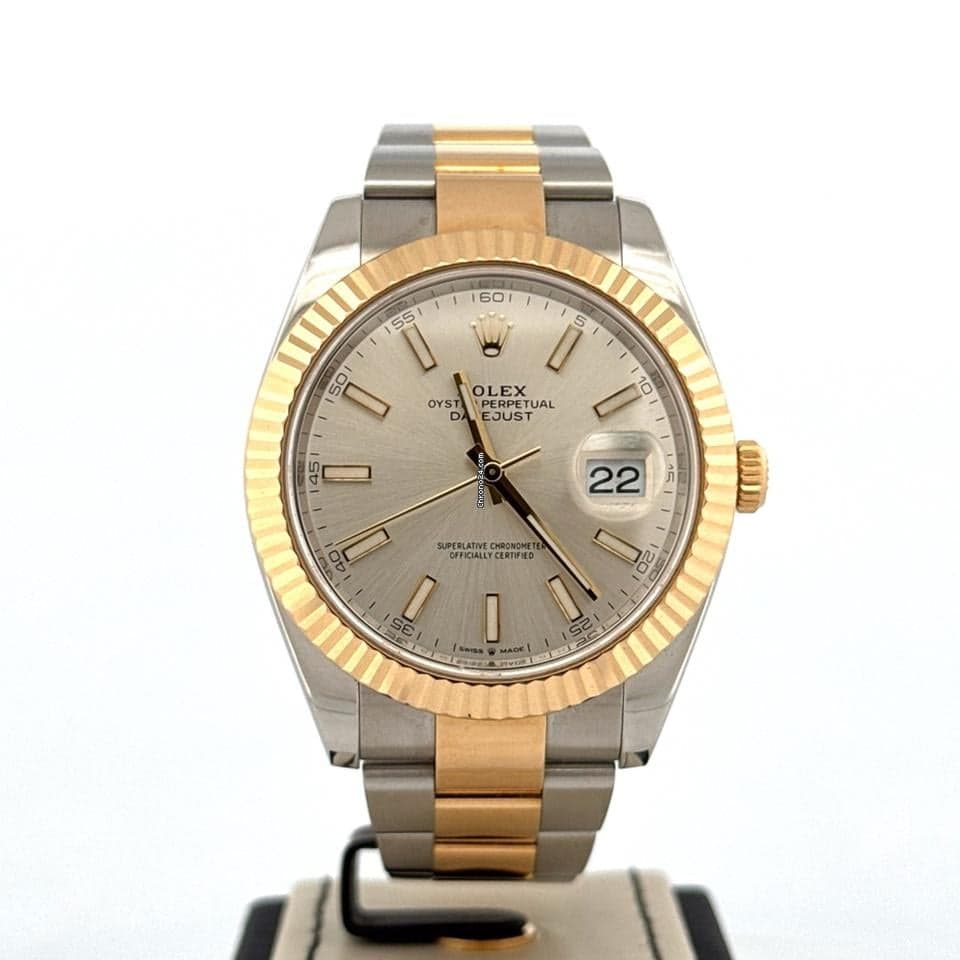 Rolex Datejust 41MM Yellow Gold 18Kt / Steel | Oyster Bracelet | Silver Stick Dial | B&P 2020