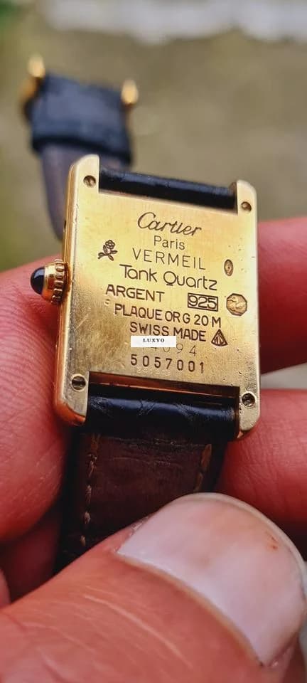 Cartier must de cartier tank vermeil must de cartier  vermeil  blue roman index blue hands - Thumbnail 19
