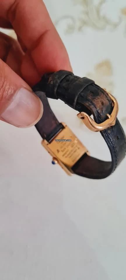 Cartier must de cartier tank vermeil must de cartier  vermeil  blue roman index blue hands - Thumbnail 10