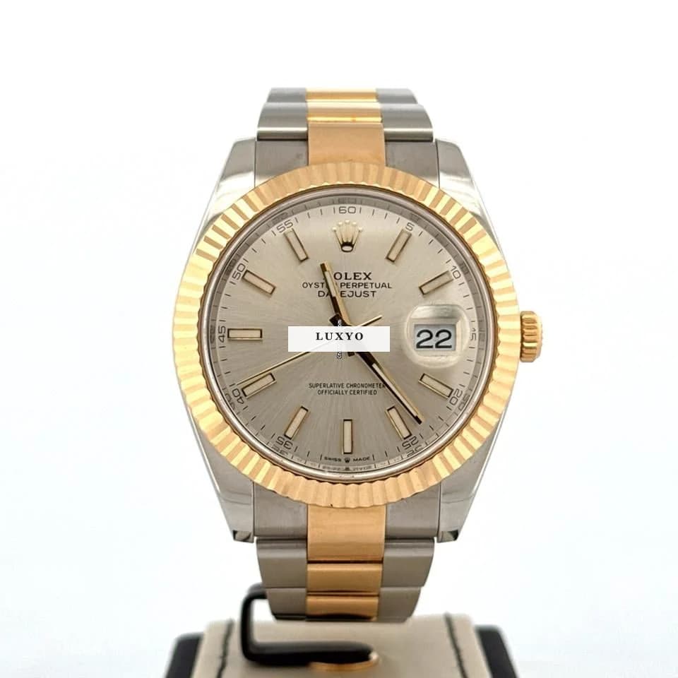 Rolex Datejust 41MM Yellow Gold 18Kt / Steel | Oyster Bracelet | Silver Stick Dial | B&P 2020 - Image 1