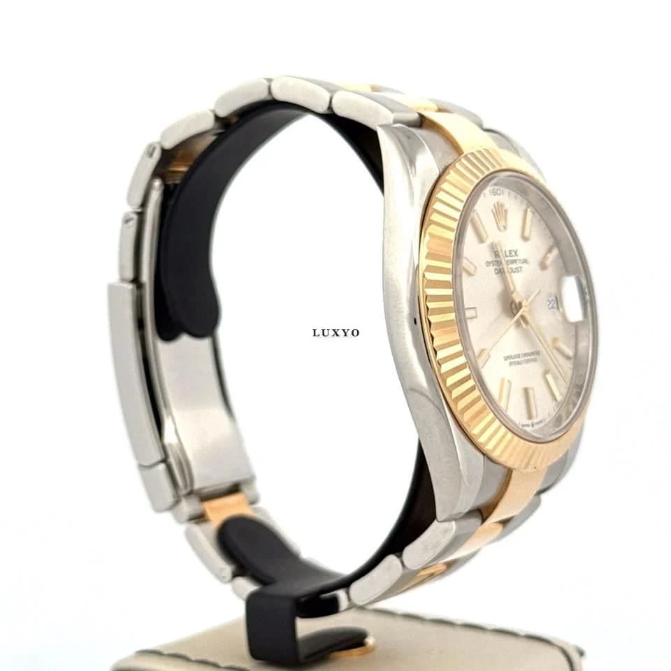 Rolex Datejust 41MM Yellow Gold 18Kt / Steel | Oyster Bracelet | Silver Stick Dial | B&P 2020 - Thumbnail 8