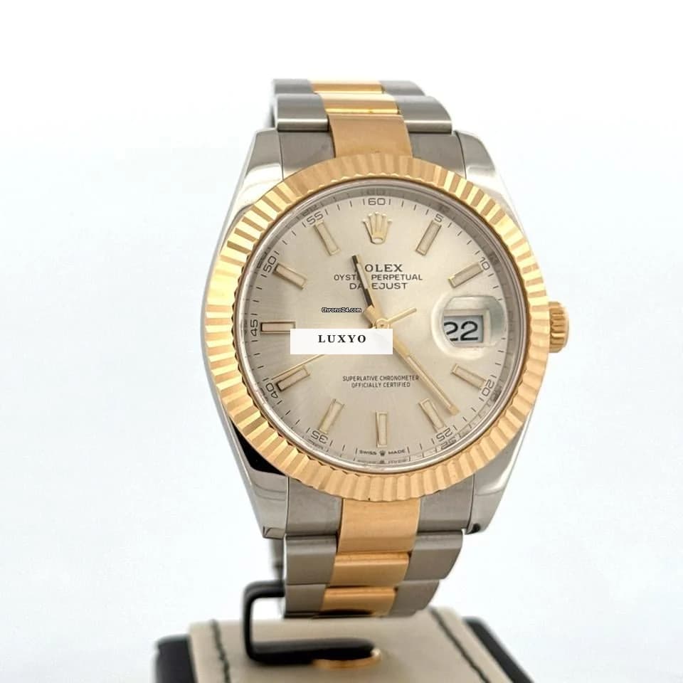 Rolex Datejust 41MM Yellow Gold 18Kt / Steel | Oyster Bracelet | Silver Stick Dial | B&P 2020 - Thumbnail 9