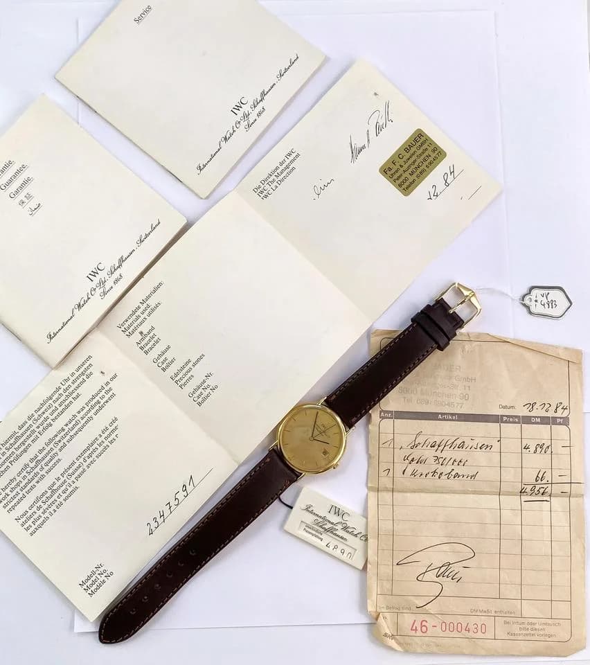 IWC Portofino Quartz Quarz Solid Gold PAPIERE ref 3331 3331