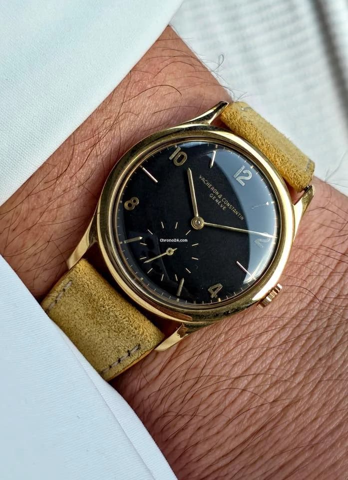 Vacheron Constantin JUMBO BLACK DIAL GOLD 18KT 0.750 Cal P453/3B Like New