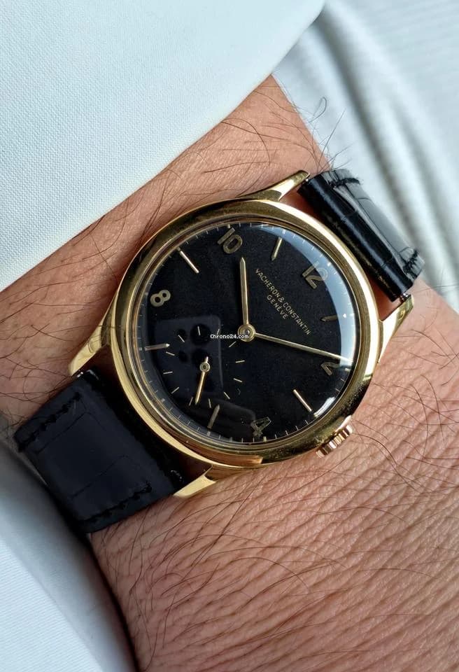 Vacheron Constantin JUMBO BLACK DIAL GOLD 18KT 0.750 Cal P453/3B Like New - Thumbnail 4