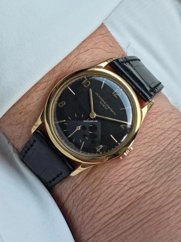 Vacheron Constantin JUMBO BLACK DIAL GOLD 18KT 0.750 Cal P453/3B Like New - Thumbnail 8