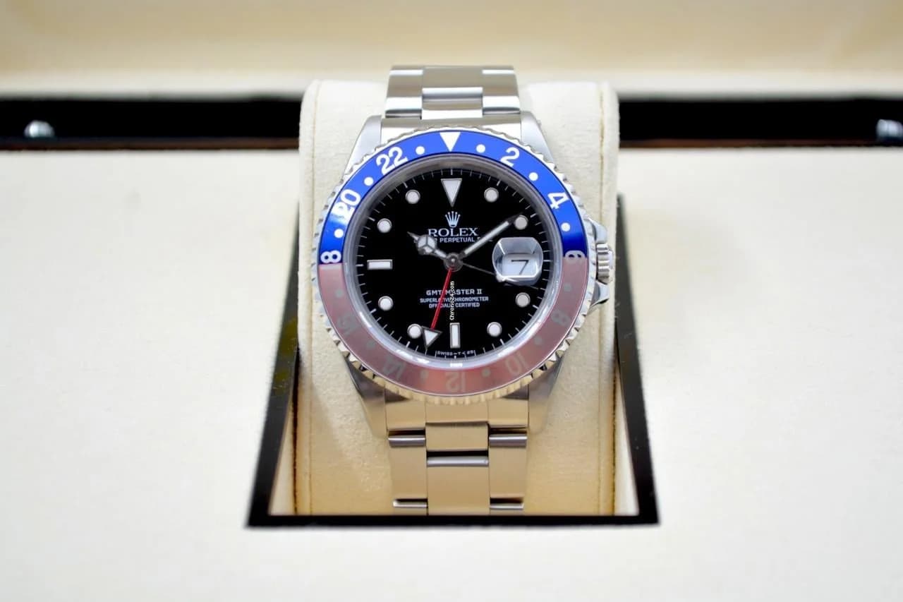 Rolex GMT-Master II Ref: 16710 40mm Automatic Oyster Steel Vintage Pepsi Bezel 1990 - Thumbnail 3