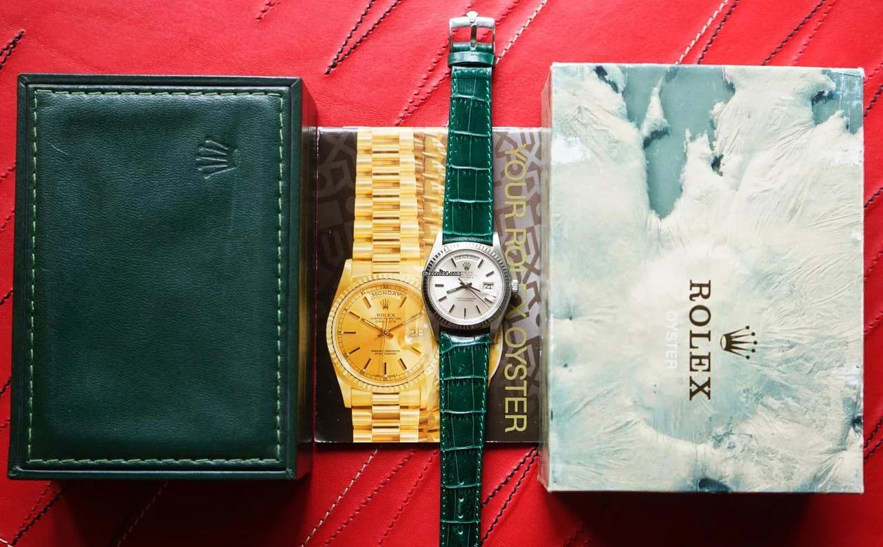 Rolex Day-Date 36 1803 No lume Pie Pan 18K White Gold - Thumbnail 3