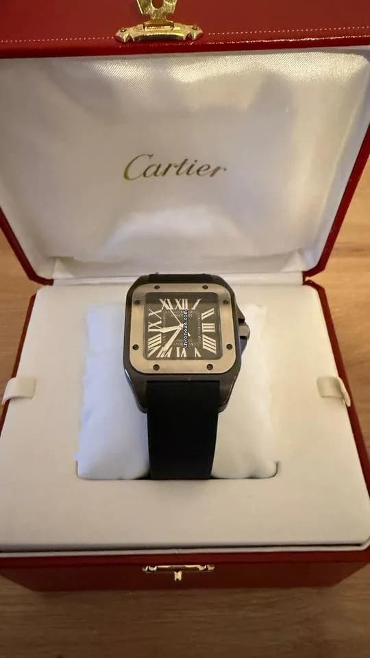 Cartier Santos 100 Serviced August 2025, service documents and box