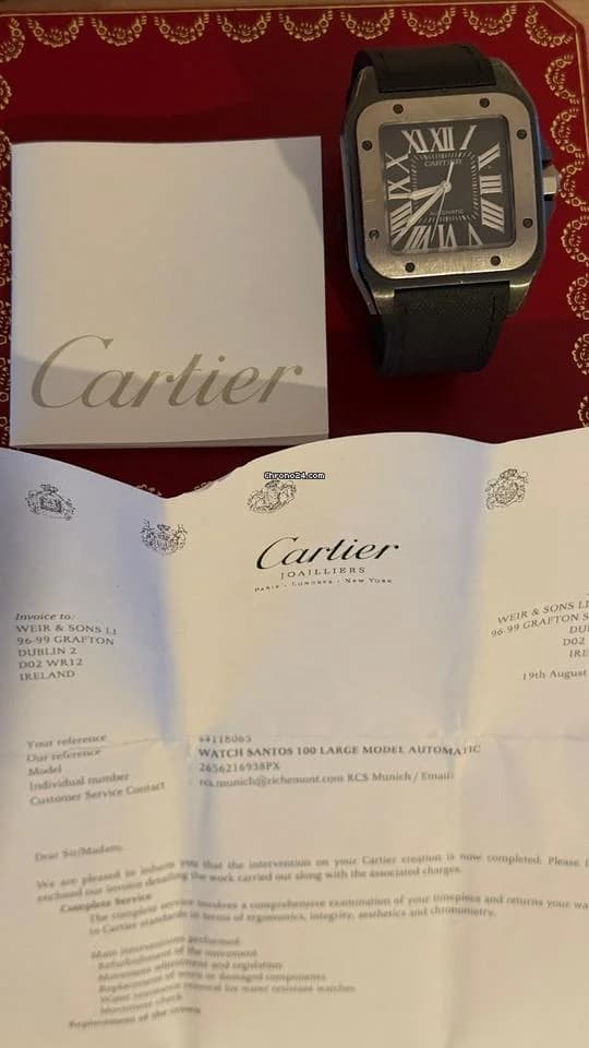 Cartier Santos 100 Serviced August 2025, service documents and box - Thumbnail 11