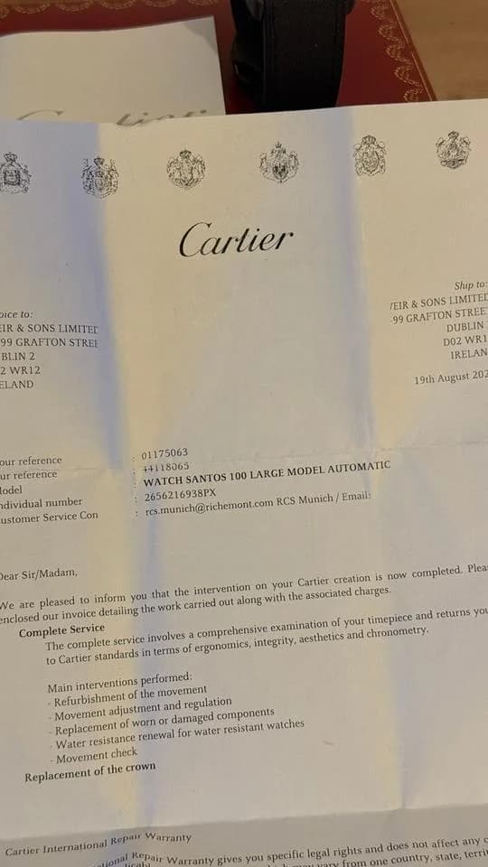 Cartier Santos 100 Serviced August 2025, service documents and box - Thumbnail 10
