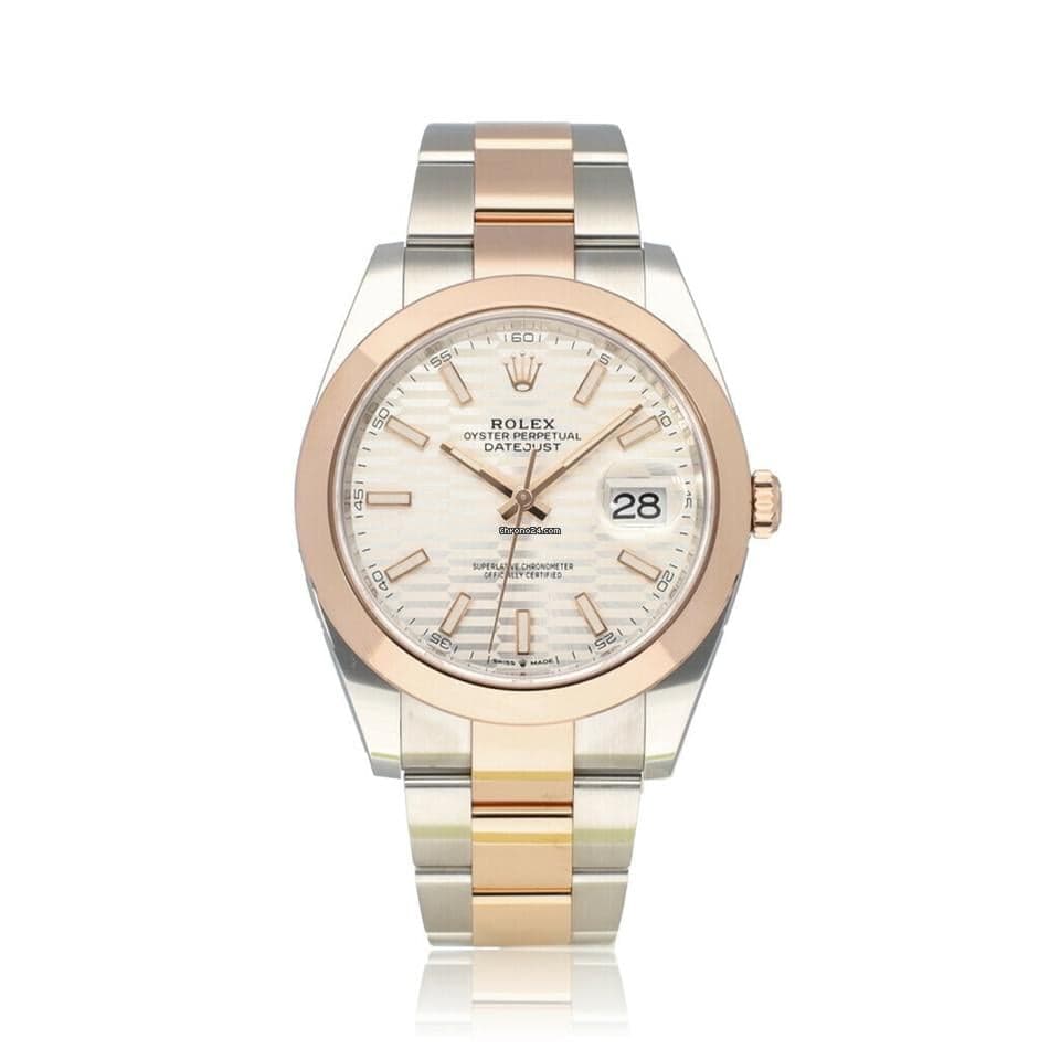 Rolex Datejust 41 2023 box + papers | steel - rose gold silver fluted / motif Oyster